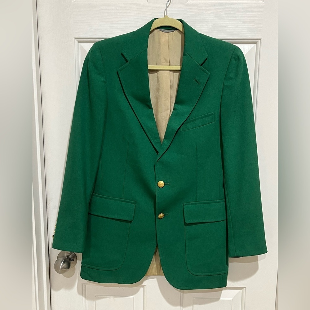 Chaps BY RALPH LAUREN VINTAGE,MASTERS EQUESTRIAN GOLD BUTTON JACKET GREEN SZ 36R - Picture 3 of 13